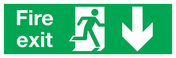 Signs and Labels Safety Sign Fire Exit Running Man Arrow Down Pvc 150x450mm Fx04211r