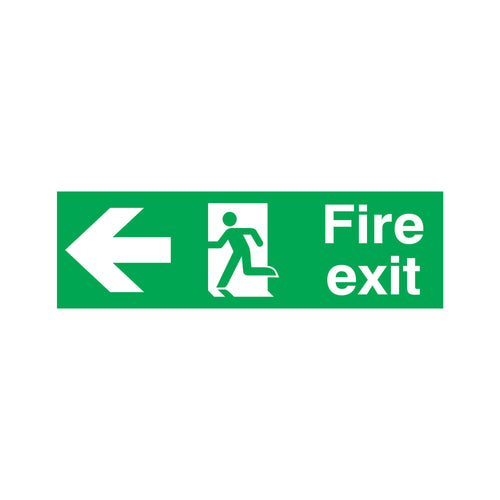 Signs and Labels Safety Sign Fire Exit Running Man Arrow Left 150x450mm Pvc Fx04311r