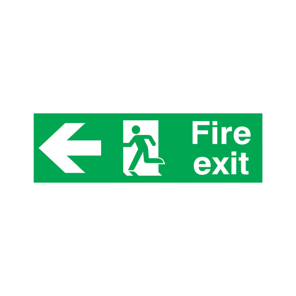 Signs and Labels Safety Sign Fire Exit Running Man Arrow Left 150x450mm Pvc Fx04311r