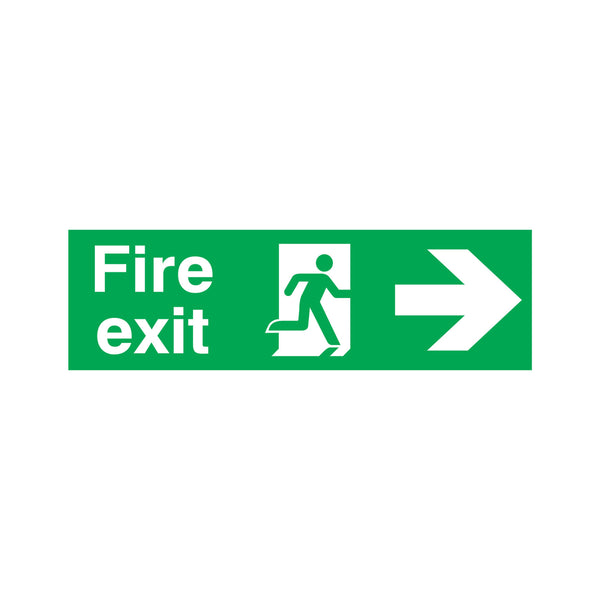Signs and Labels Safety Sign Fire Exit Running Man Arrow Right 150x450mm Pvc Fx04411r