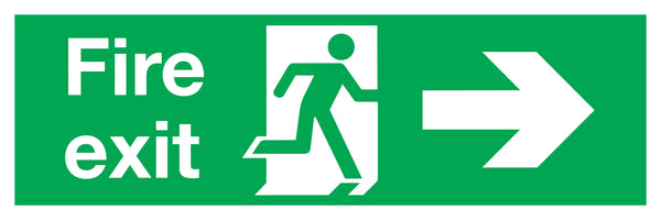 Signs and Labels Safety Sign Fire Exit Running Man Arrow Right 150x450mm Pvc Fx04411r