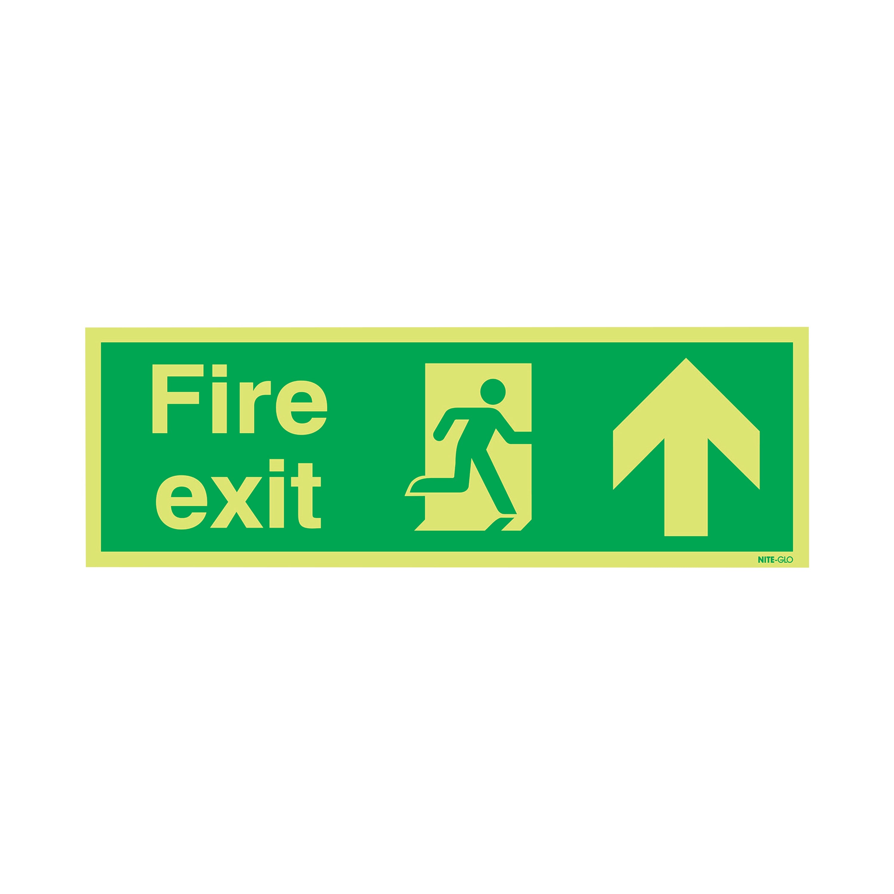 Signs and Labels Safety Sign Niteglo Fire Exit Running Man Arrow Up 150x450mm Pvc Fx04711m