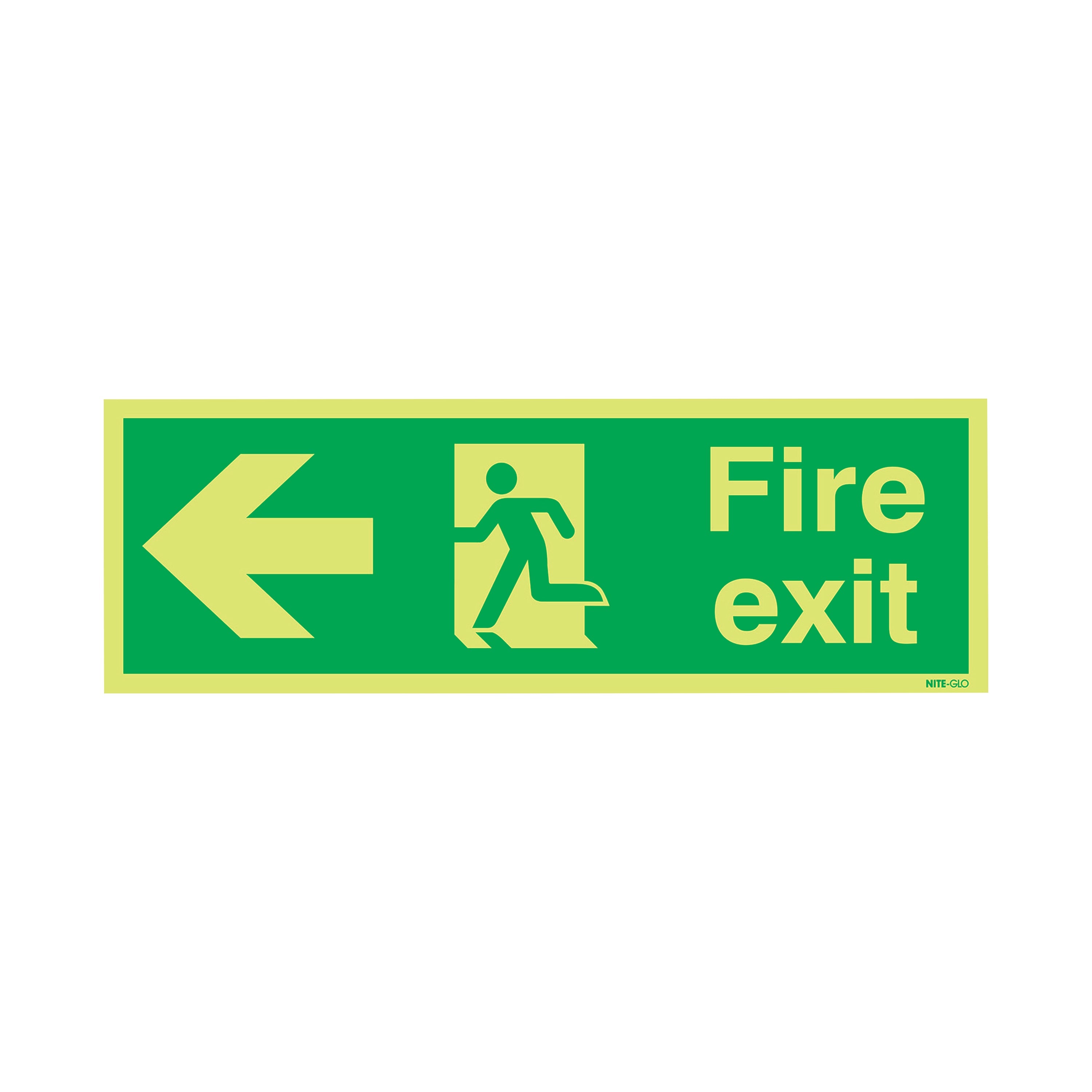 Signs and Labels Safety Sign Niteglo Fire Exit Running Man Arrow Left 150x450mm Pvc Fx04311m