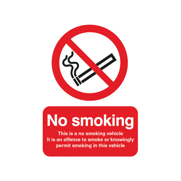 Signs and Labels Safety Sign This Is A No Smoking Vehicle 100x75mm Self-adhesive Ph05104s