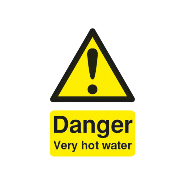 Signs and Labels Safety Sign Danger Very Hot Water 75x50mm Pvc Ha17343r