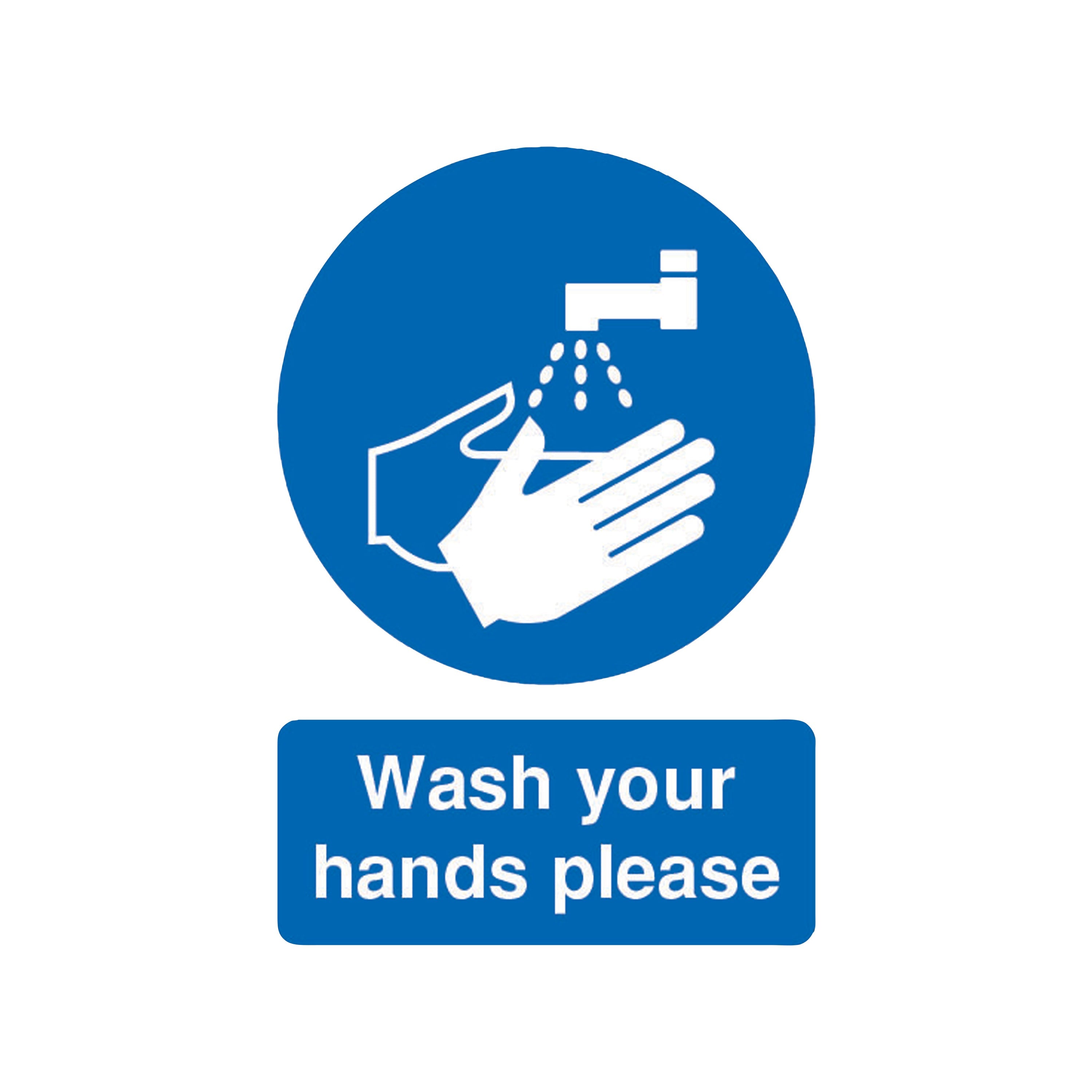 Signs and Labels Safety Sign Wash Your Hands Please A5 Self-adhesive Md05851s