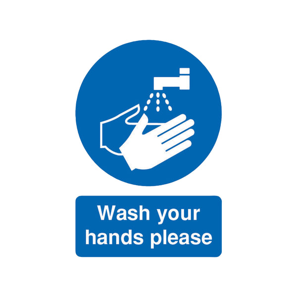 Signs and Labels Safety Sign Wash Your Hands Please A5 Self-adhesive Md05851s