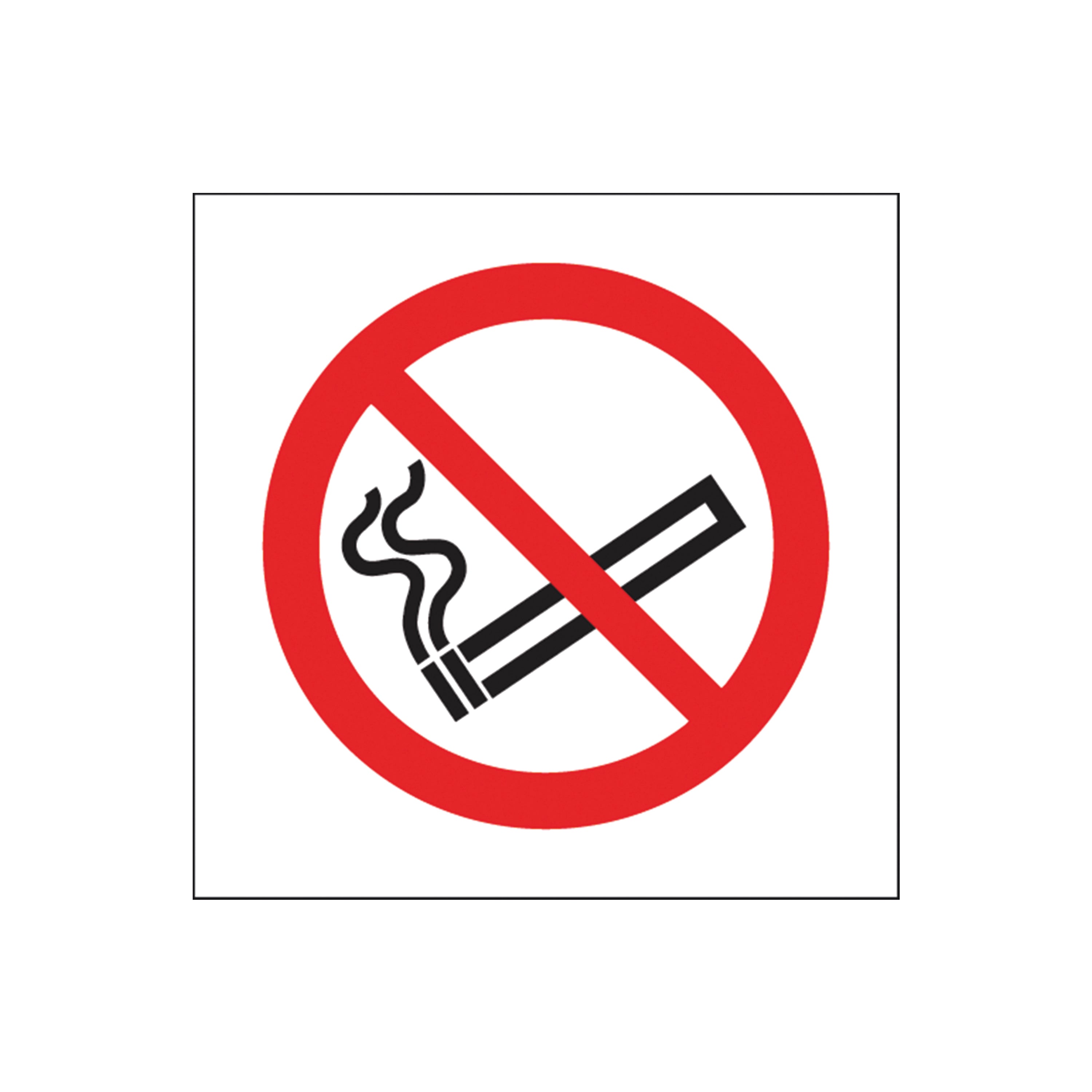 Signs and Labels Safety Sign No Smoking Symbol 100x100mm Self-adhesive – (Pack of 5)