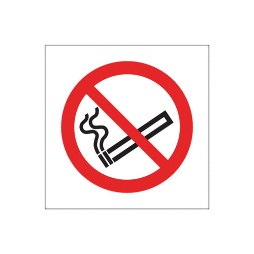 Signs and Labels Safety Sign No Smoking Symbol 100x100mm Self-adhesive – (Pack of 5)