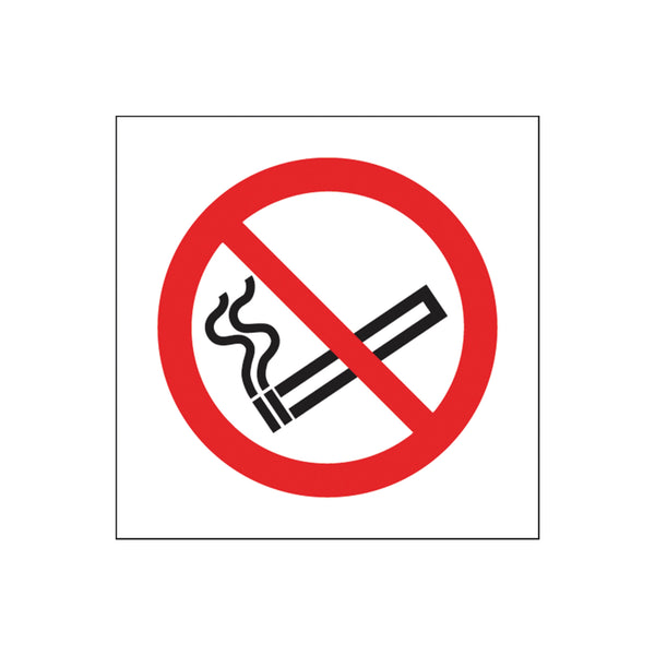 Signs and Labels Safety Sign No Smoking Symbol 100x100mm Self-adhesive – (Pack of 5)