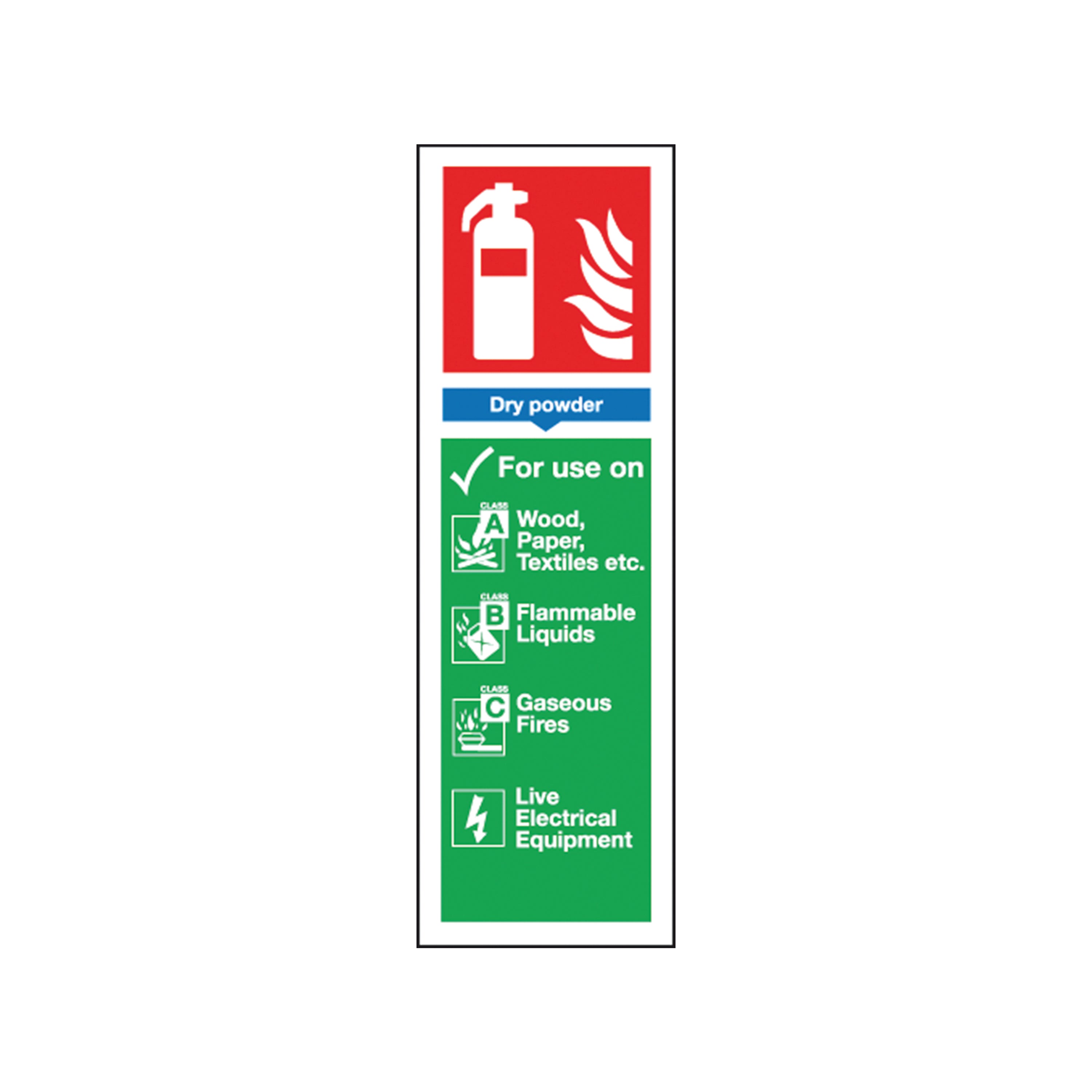 Signs and Labels Safety Sign Fire Extinguisher Dry Powder Usage Self-adhesive 300x100mm F201/s