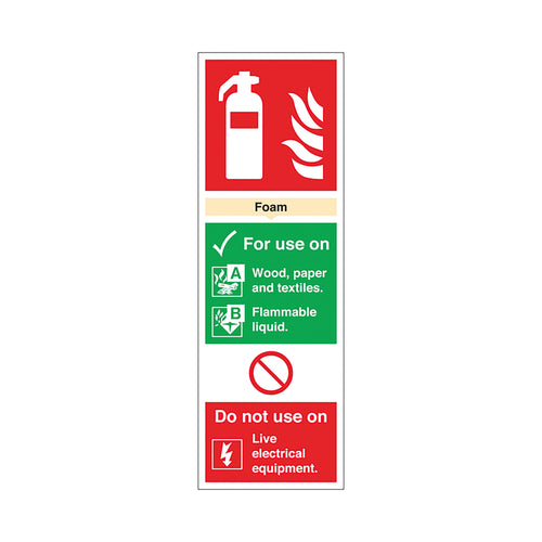 Signs and Labels Safety Sign Fire Extinguisher Foam For Use On Rigid Pvc 300x100mm F102/r