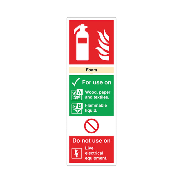 Signs and Labels Safety Sign Fire Extinguisher Foam For Use On Rigid Pvc 300x100mm F102/r