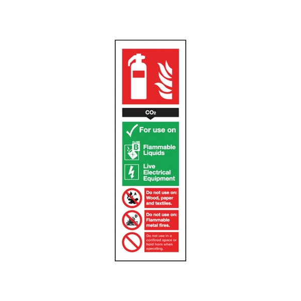 Signs and Labels Safety Sign Carbon Dioxide Fire Extinguisher 300x100mm Self-adhesive F203/s