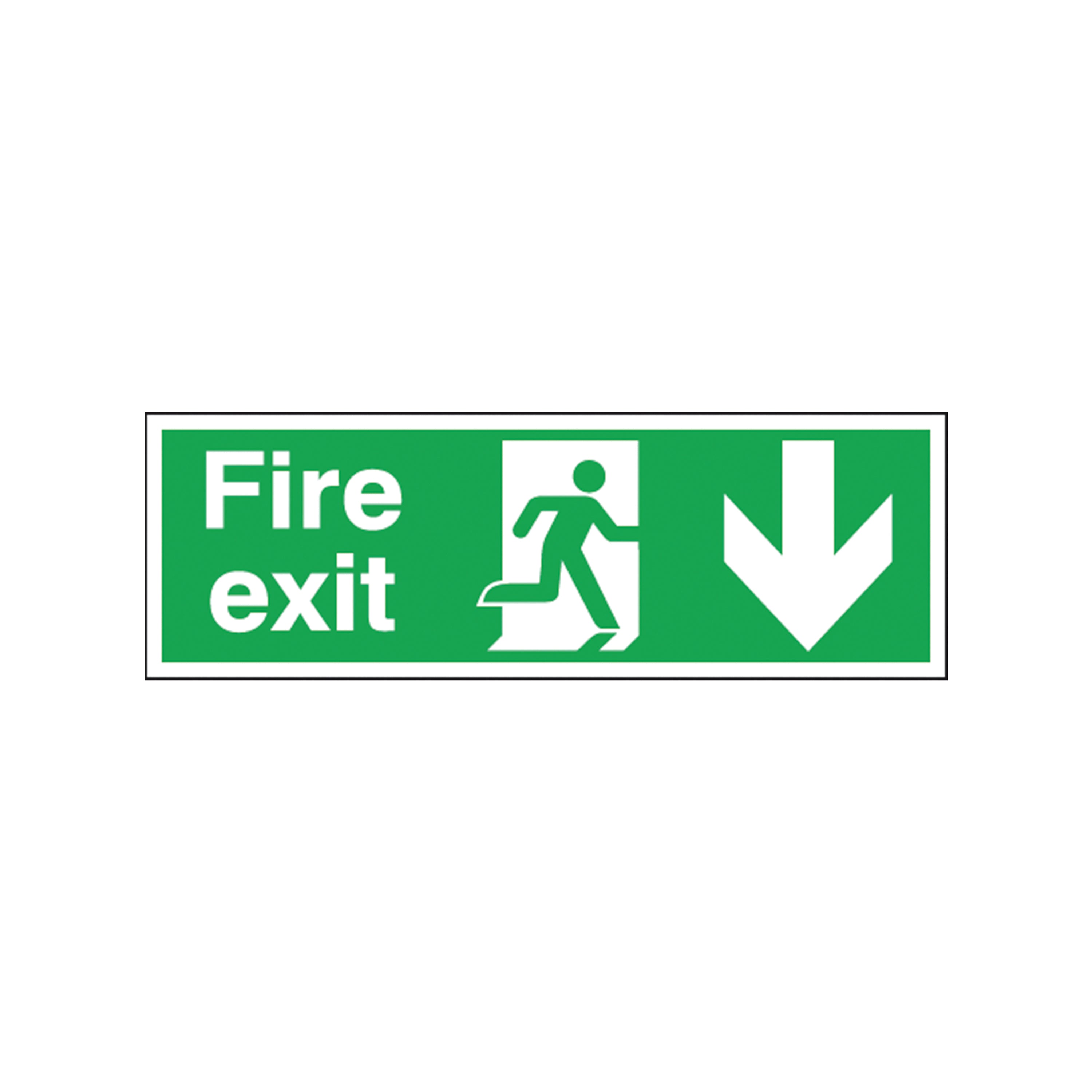 Signs and Labels Safety Sign Fire Exit Running Man Arrow Down 150x450mm Self-adhesive E100a/s