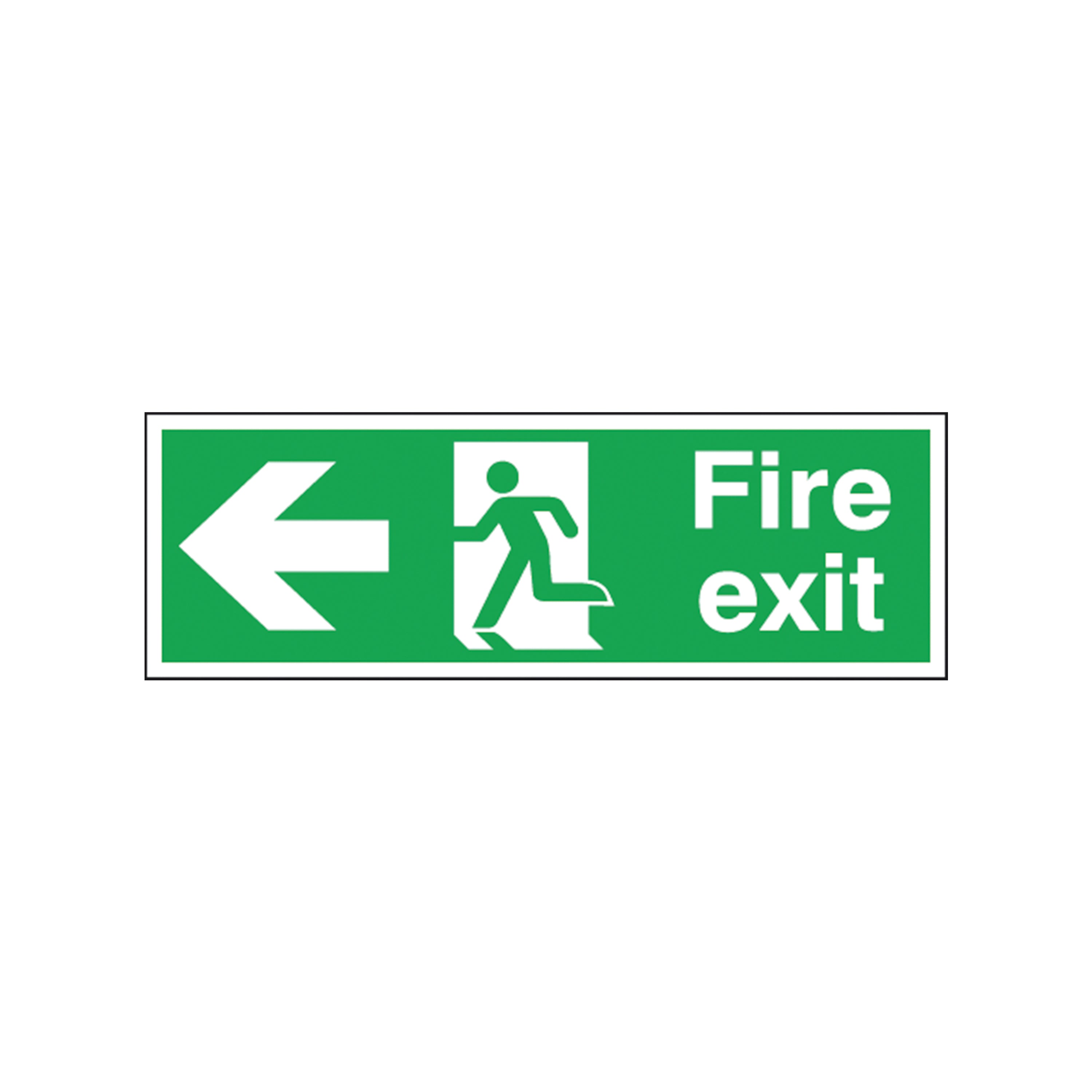 Safety Sign Fire Exit Running Man Arrow Left 150x450mm Self-Adhesive E97A/S