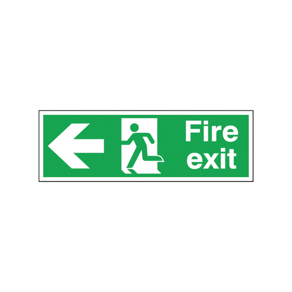 Signs and Labels Safety Sign Fire Exit Running Man Arrow Left 150x450mm Self-adhesive E97a/s