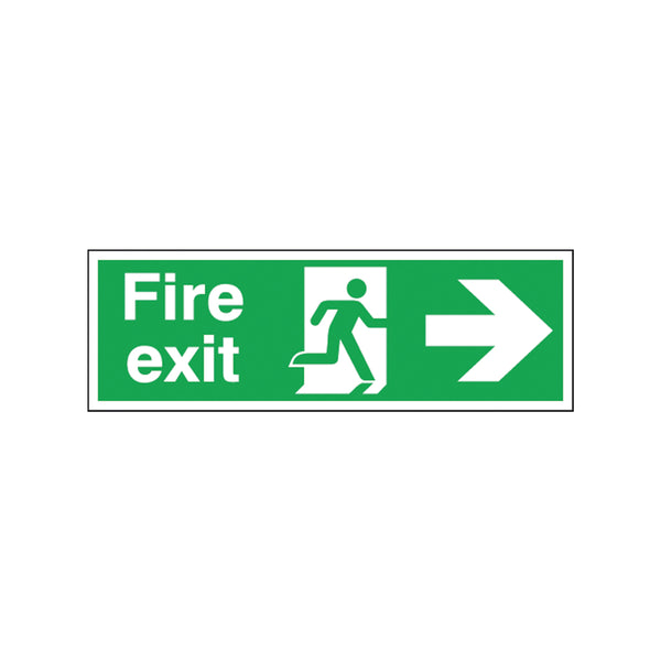 Signs and Labels Safety Sign Fire Exit Running Man Arrow Right 150x450mm Self-adhesive E99a/s