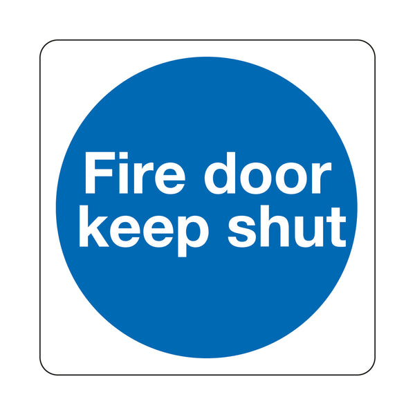 Signs and Labels Safety Sign Fire Door Keep Shut 100x100mm Self-adhesive – (Pack of 5)