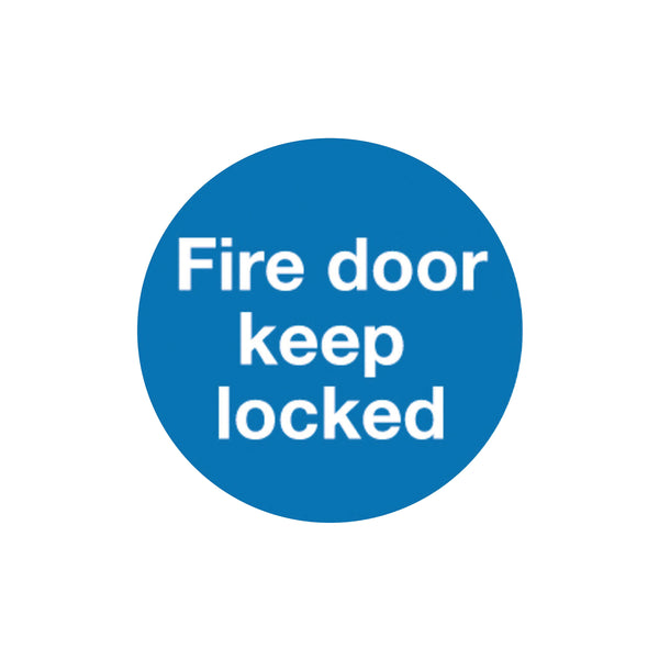 Signs and Labels Safety Sign Fire Door Keep Locked 100x100mm Self-adhesive – (Pack of 5)