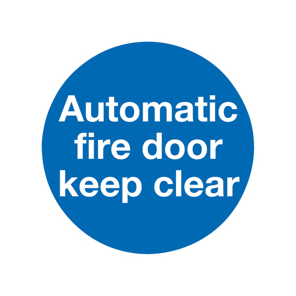 Signs and Labels Safety Sign Automatic Fire Door 100x100mm Self-adhesive – (Pack of 5)