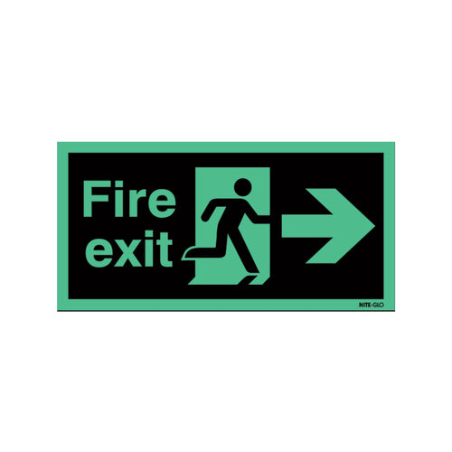 Signs and Labels Safety Sign Niteglo Fire Exit Running Man Arrow Right Self-adhesive 150x450mm Ng26a/s
