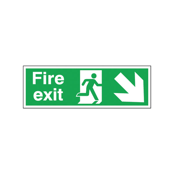 Signs and Labels Safety Sign Fire Exit Running Man Arrow Down/right 150x450mm Self-adhesive E99s/s