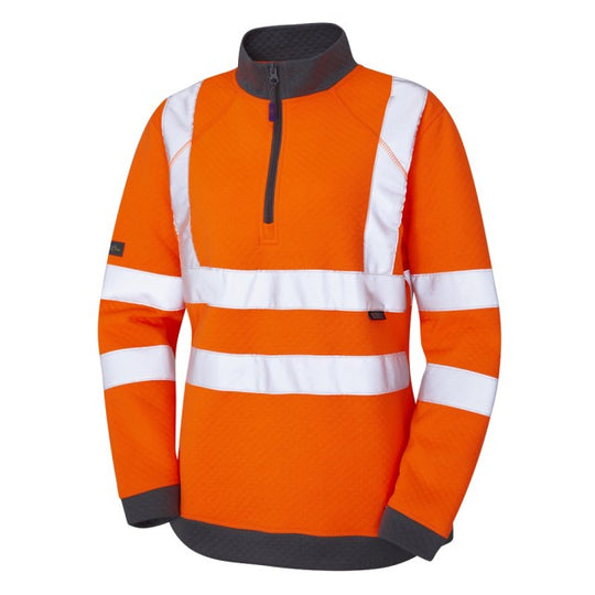 Leo Workwear Elberry women's hi-vis sweatshirt in bright orange.