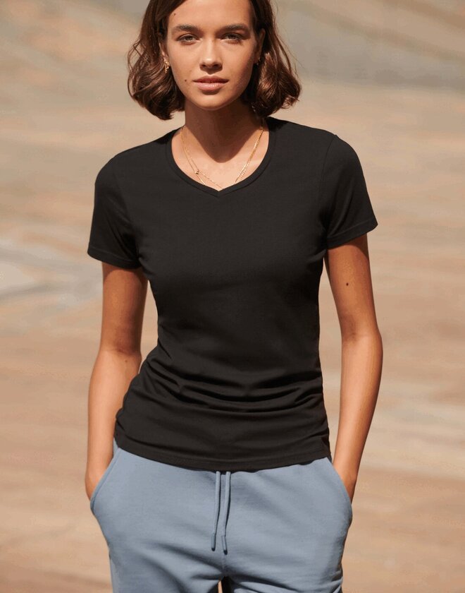 SF Clothing Ladies Feel Good Stretch V-Neck T-Shirt - ST122M