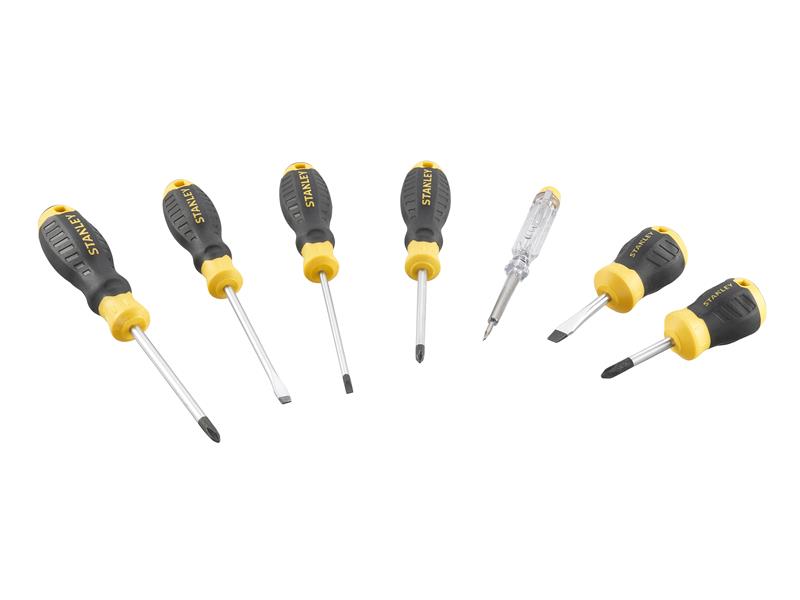 STANLEY Hand Tools CUSHION GRIP Screwdriver Set, 6 Piece + Voltage Tester