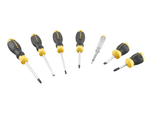 STANLEY Hand Tools CUSHION GRIP Screwdriver Set, 6 Piece + Voltage Tester