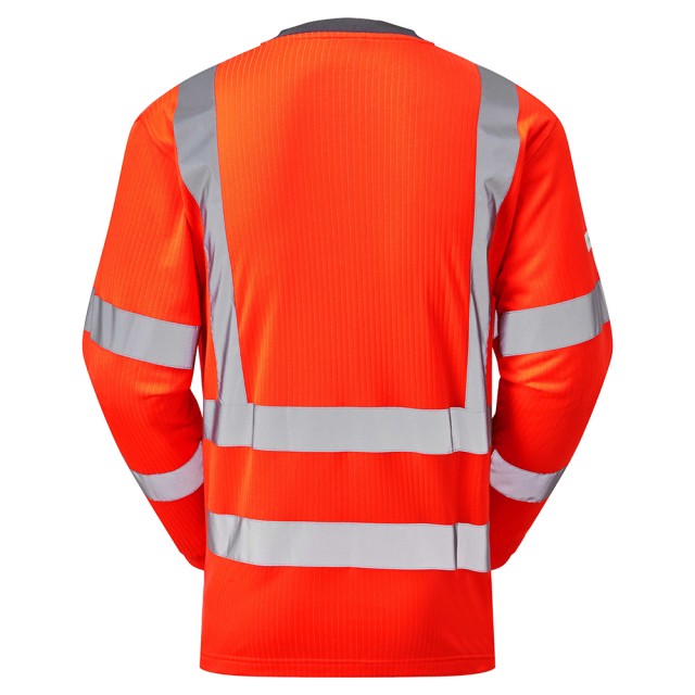 Short-sleeve hi-vis orange polo T-shirt by Leo Workwear