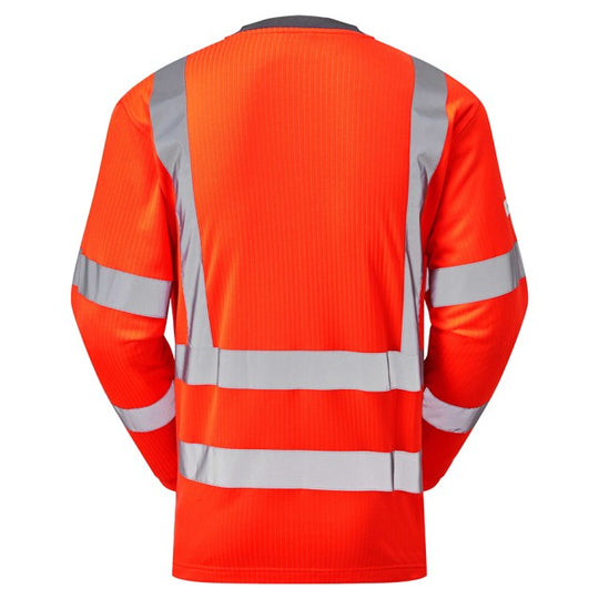 Short-sleeve hi-vis orange polo T-shirt by Leo Workwear