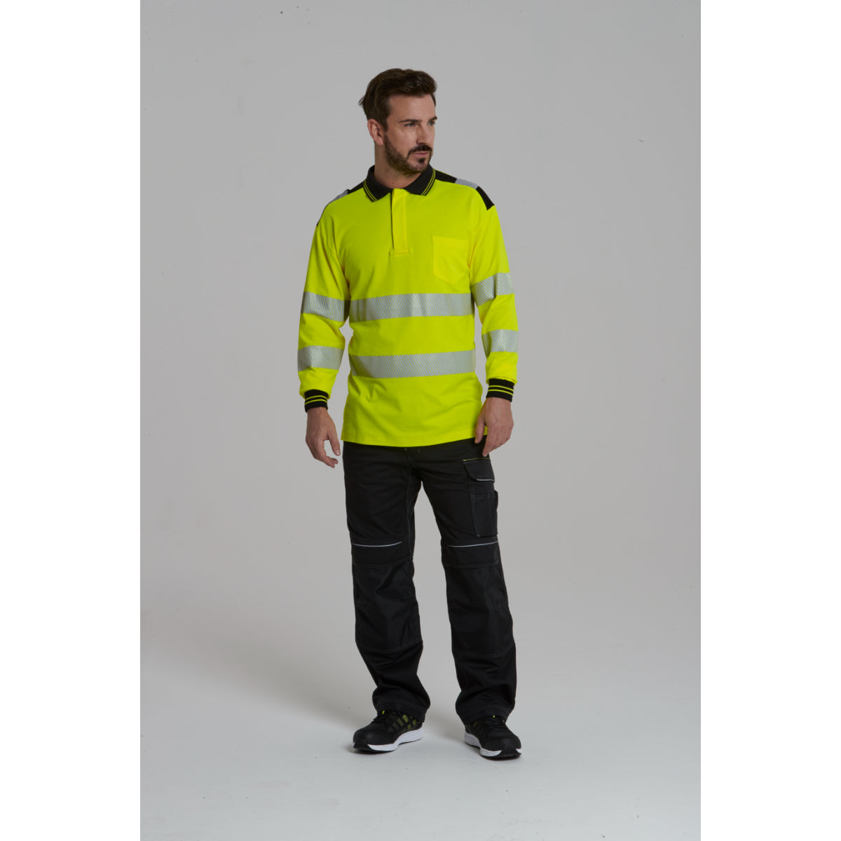 Portwest PW3 Hi-Vis Cotton Comfort Polo Shirt Long Sleeved