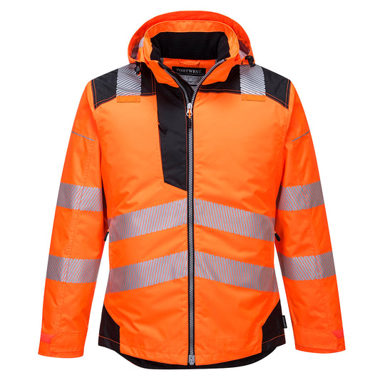 orange and black Portwest PW3 hi-vis winter jacket.
