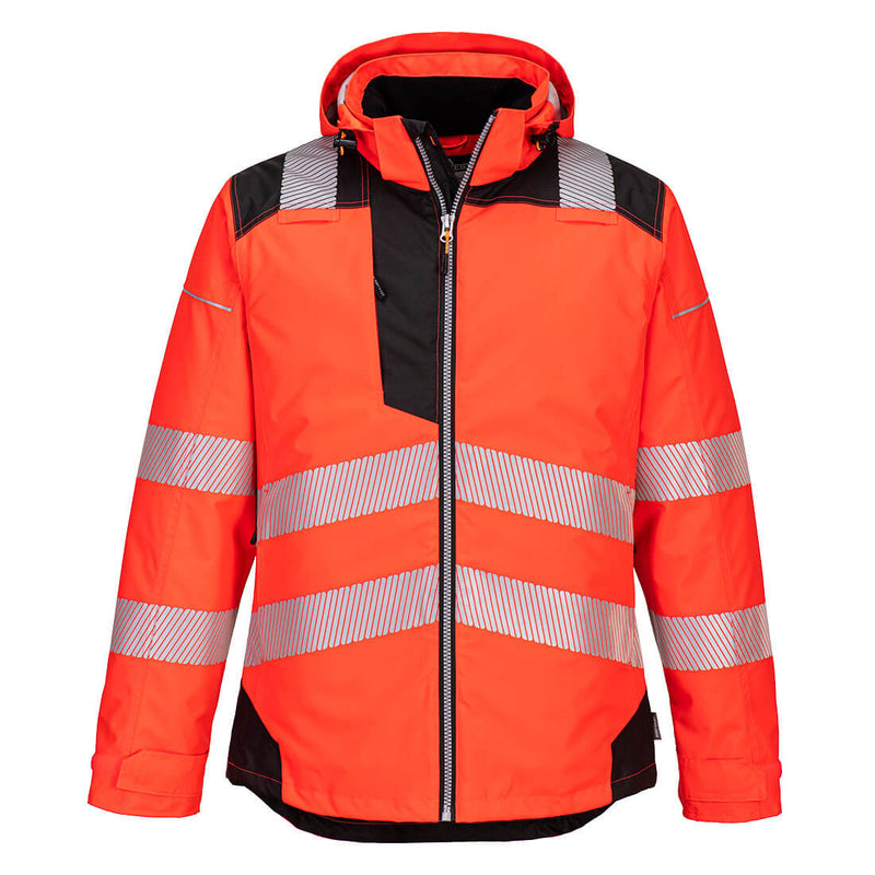 Portwest red jacket with reflective tape and hood