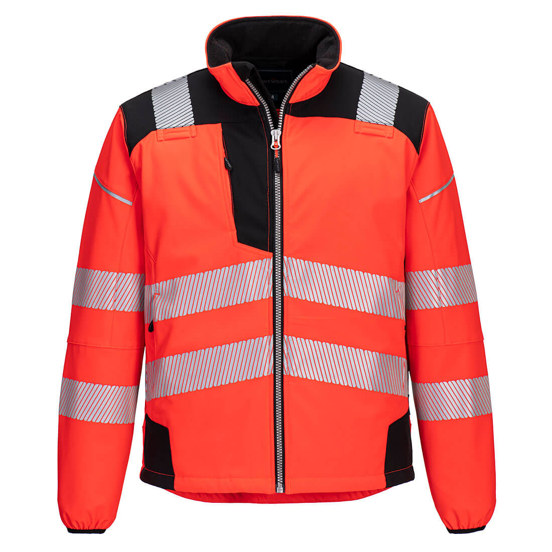 Portwest Hi-Vis Softshell jacket in red and black.