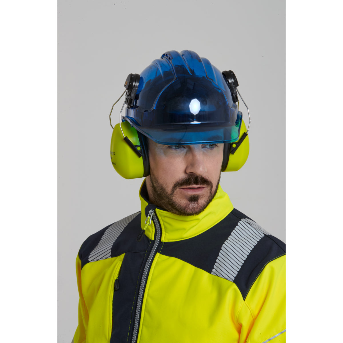 Full body view of a worker in Portwest   Hi-Vis safety apparel.