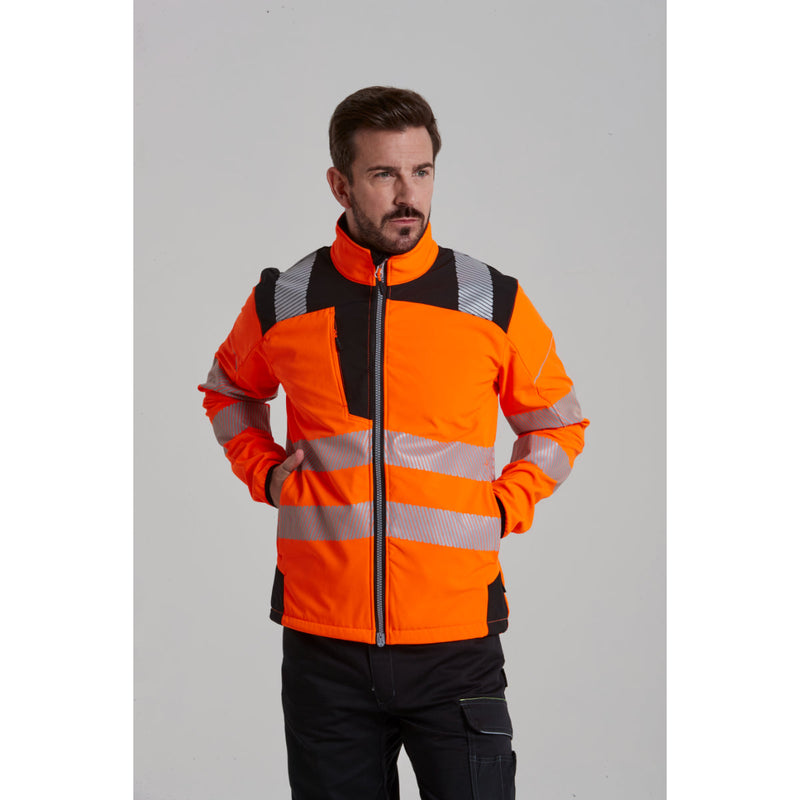 Close-up on the sleeve and cuff of the Portwest Softshell jacket.