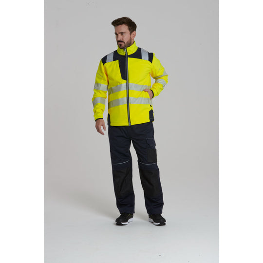 Worker wearing the Portwest   Hi-Vis Softshell  jacket.