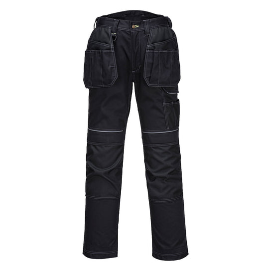 Black Portwest PW3 work trousers (T602) with convenient 