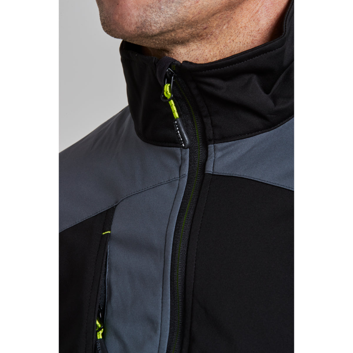 Detail shot of the back of the Portwest Flex Shell Jacket