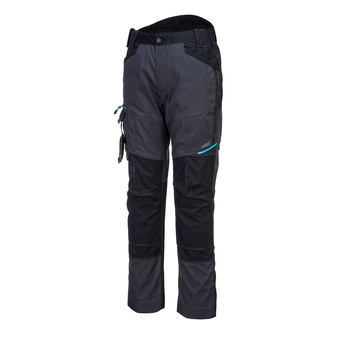 Metal grey Portwest WX3 work trousers (T701) with silver-grey detailing for a subtle