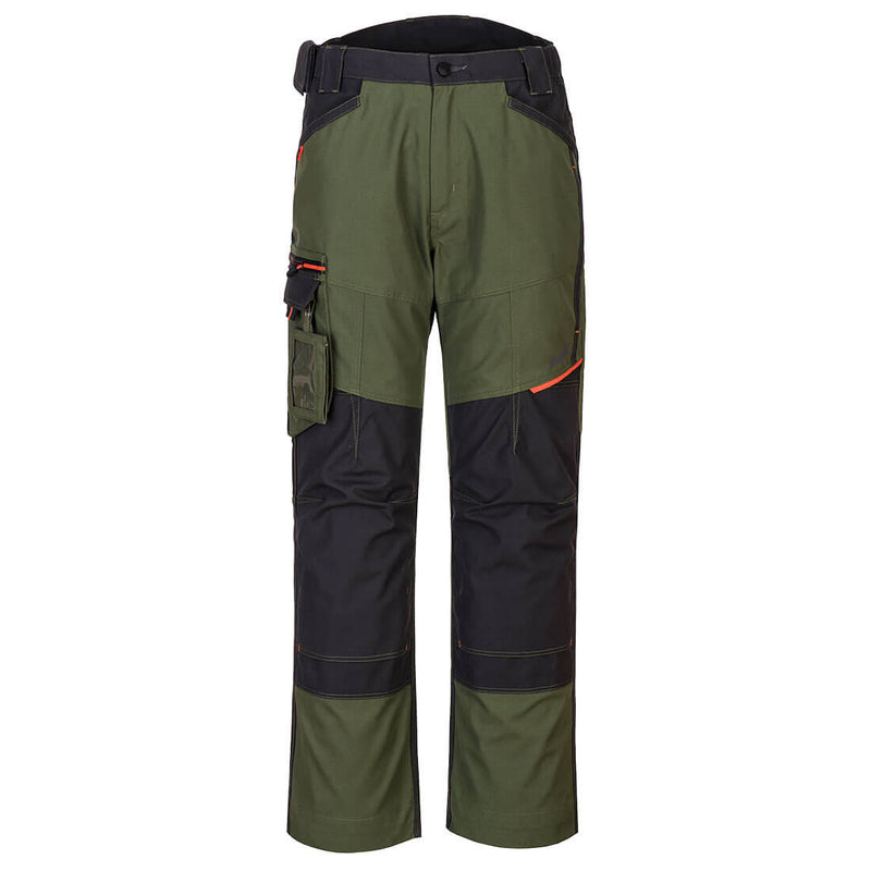 Olive green Portwest WX3 work trousers (T701) for a practical