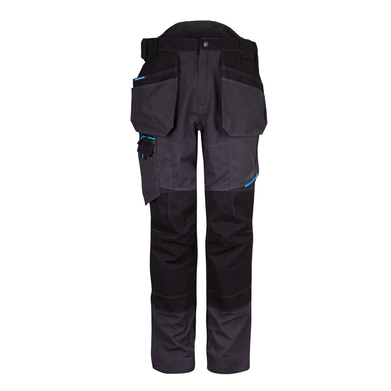 Grey Portwest WX3 holster trousers (T702) with black contrast panels 