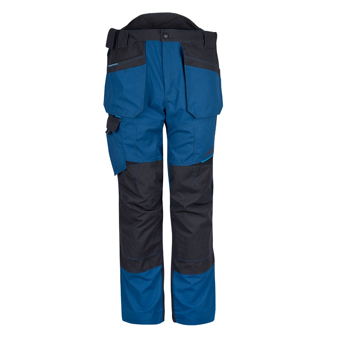 Persian blue Portwest WX3 holster trousers (T702) offering a unique and vibrant color option for workwear.