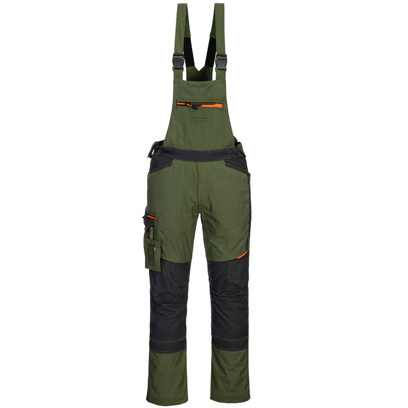 Portwest WX3 Bib and Brace (T704) in a professional Persian Green and black combination.