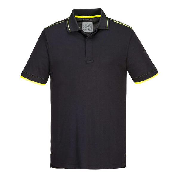 Portwest Eco Polo Shirt Tmade from sustainable materials in black.