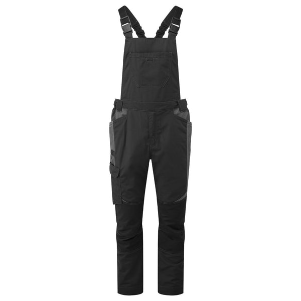 Portwest WX3 Industrial Wash Bib and Brace (T746) in Black for demanding work environments.
