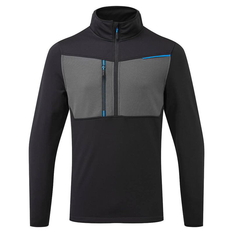 Portwest WX3 Half-Zip Tech Fleece in stylish black.
